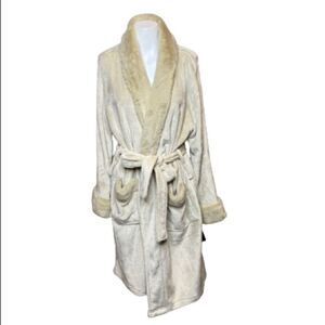 Hudson Park Collection NWT tan faux fur belted robe size S/M